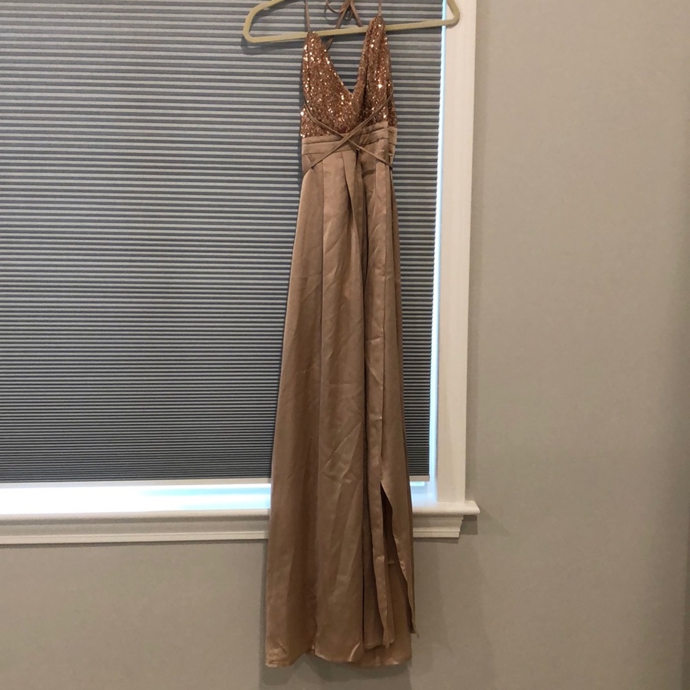 Champagne sequin formal dress